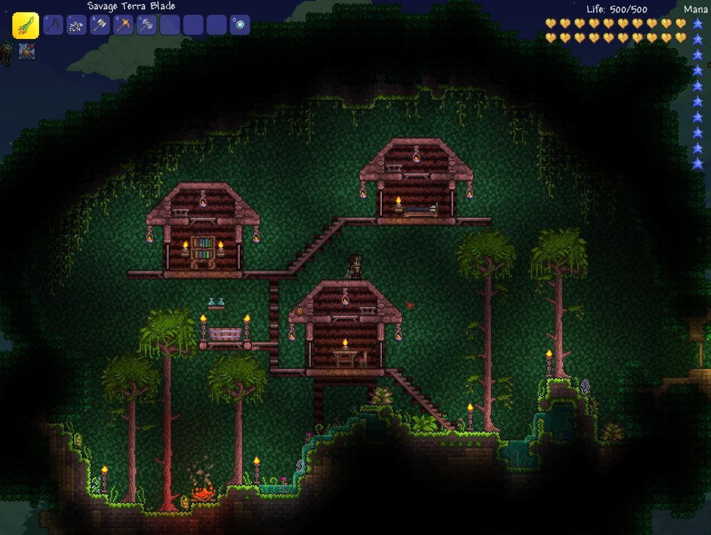 cool wood houses in terraria